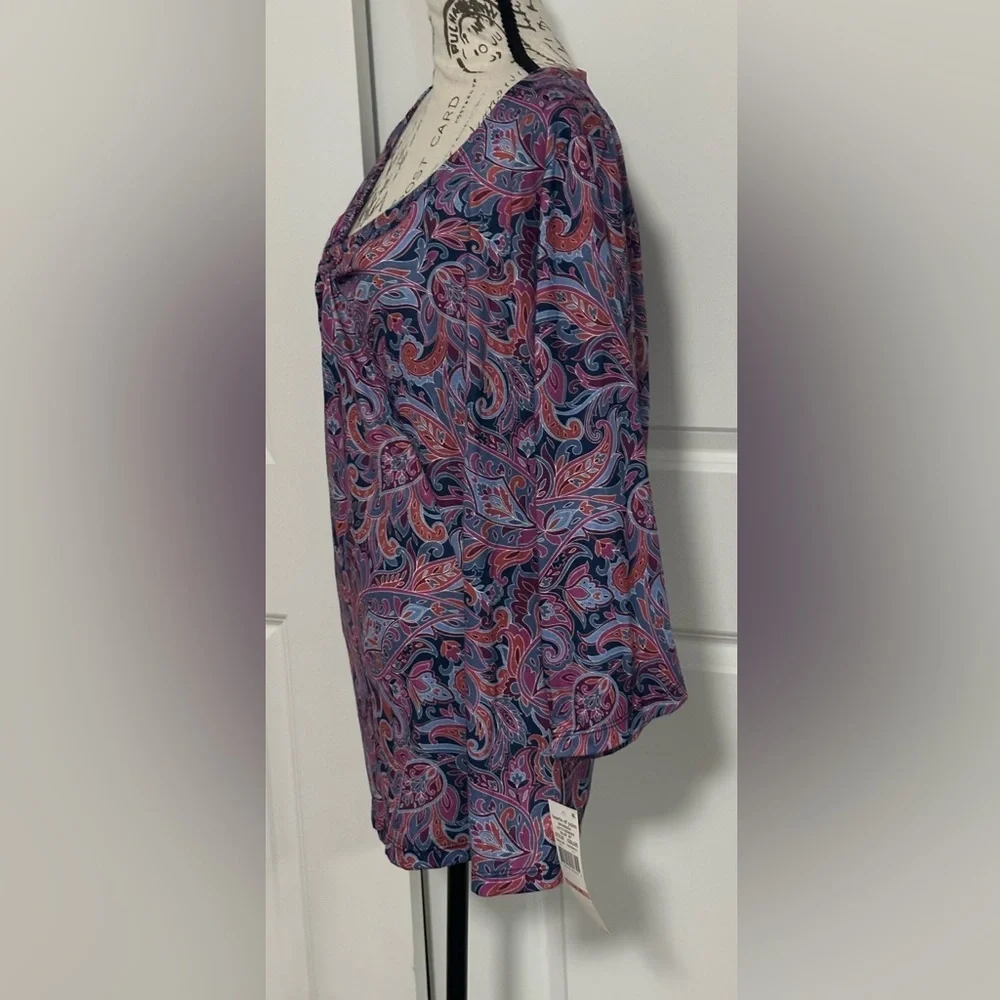 Hearts of Palm Paisley Blouse - Blue and Pink - Picture 4 of 9